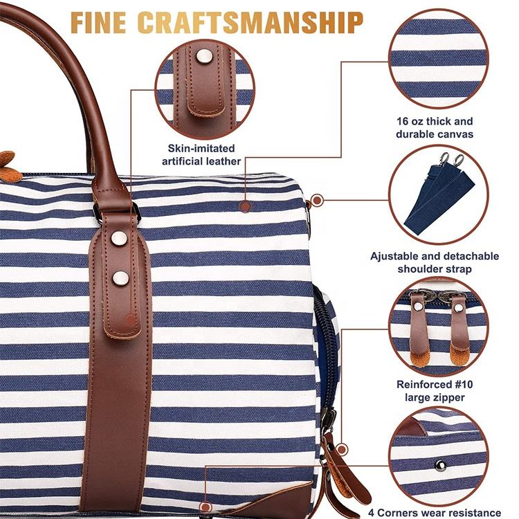 Canvas Duffle Bag, Luxury, with Customized Pattern, Overnight Bag, Weekend Bag, Sublimation Striped, Foldable Duffle Bag