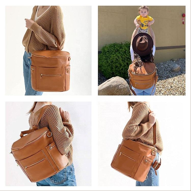 Leather Diaper Bag, Customized, Vegan Leather, Luxury Mummy Baby Backpack, Diaper Bag